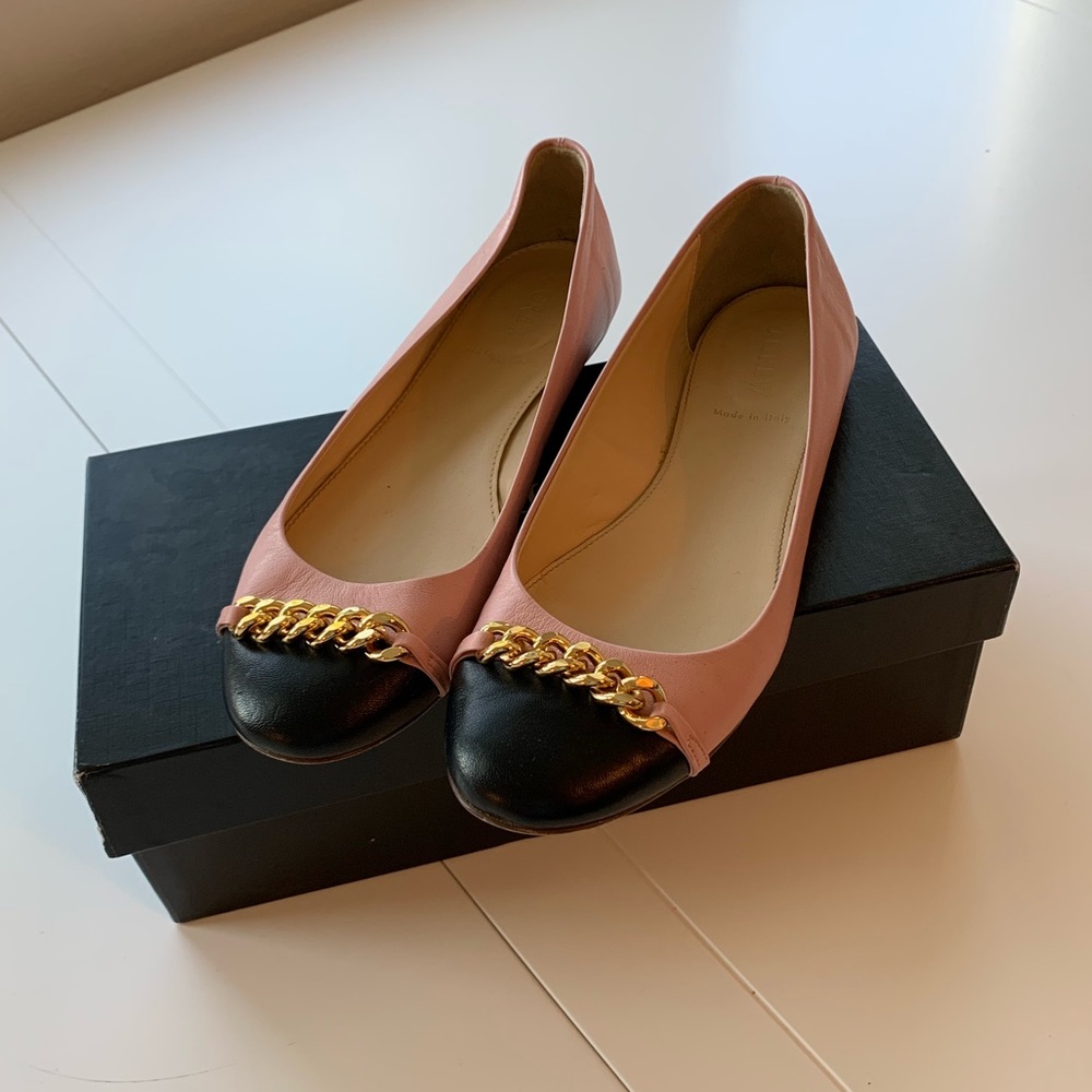 J Crew Nora Cap Toe Chain Ballet Flats